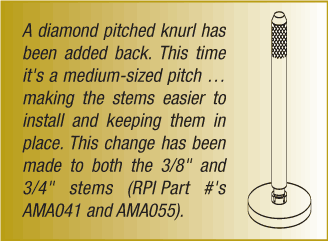 A diamond pitched knurl has been added back.