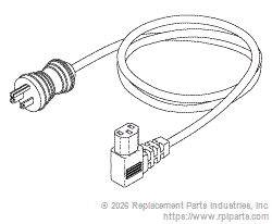 RPI Part #RPC772 - HOSPITAL GRADE POWER CORD (15A @ 125VAC, RIGHT ANGLE, 8 ft.)